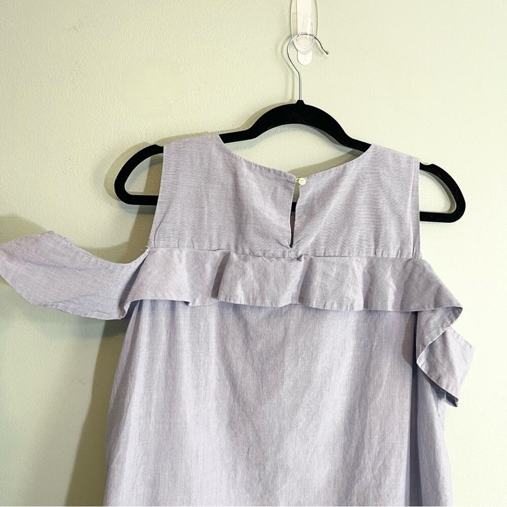 Loft Off‎ Shoulder Frill Sleeveless Blue Blouse Size XL - Picture 6 of 9